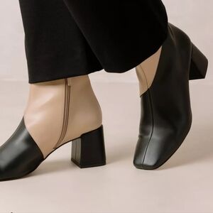 SVEGAN Watercolor Vegan Leather Two Tone Ankle Bootie Size 38 (US 8)